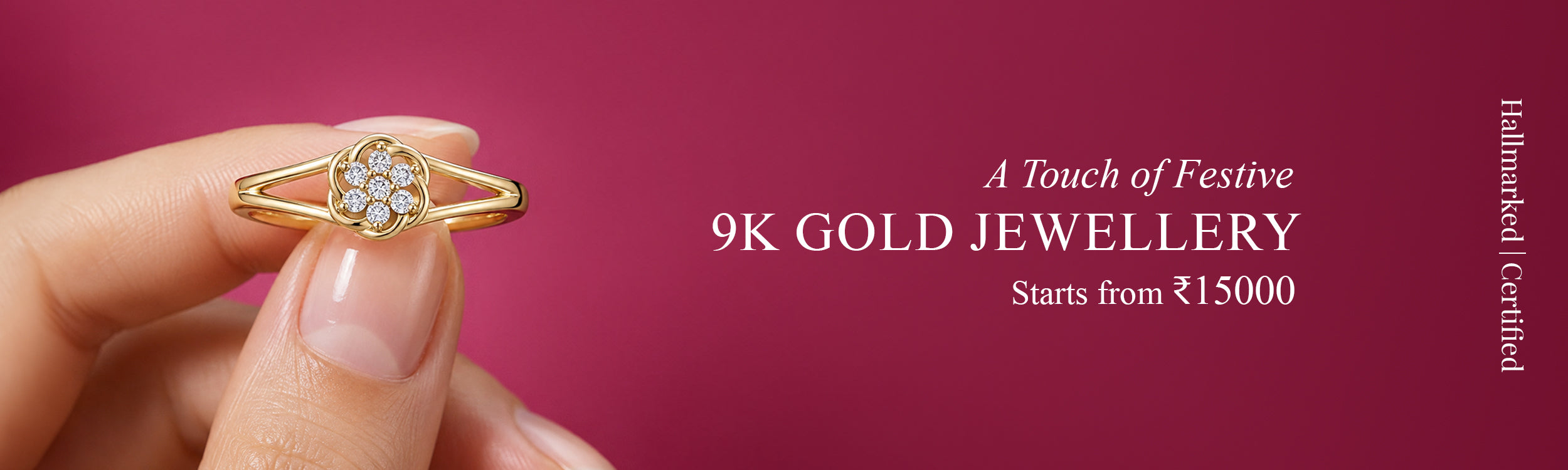 A touch of festive 9K gold jewellery diamond ring hallmarked certified affordable luxury gold jewelry starting from 15000