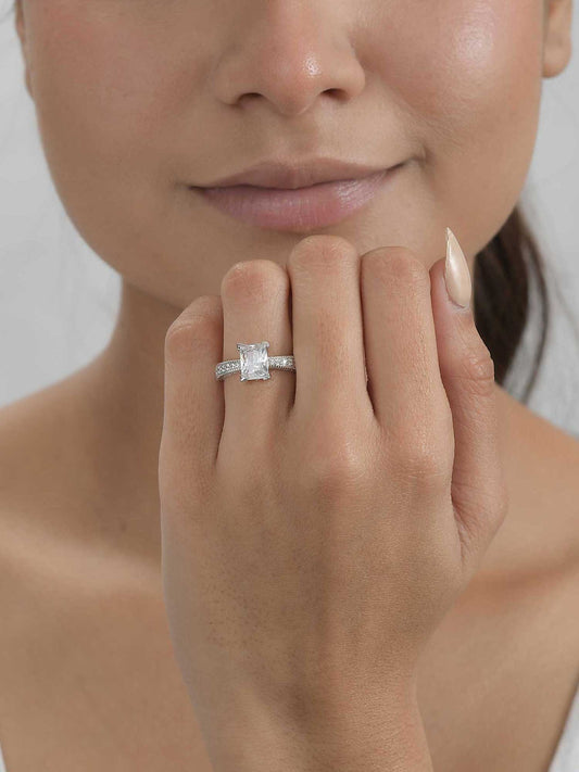 1.5 Carat Octagon Solitaire American Diamond Ring-1