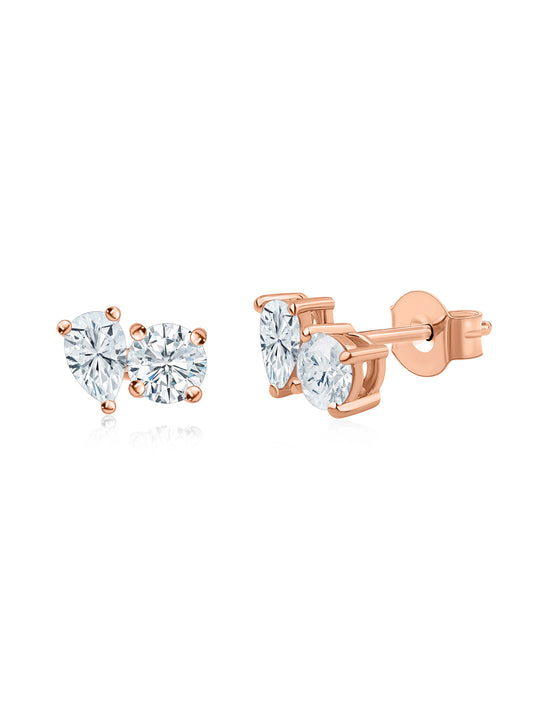 Lab Grown Diamond Toi Et Moi Rose Gold Stud Earrings