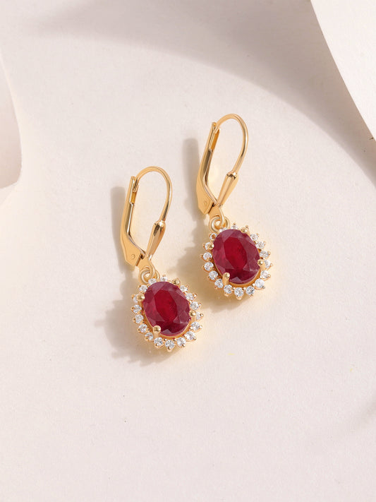 Radiance Natural Ruby Silver Earrings