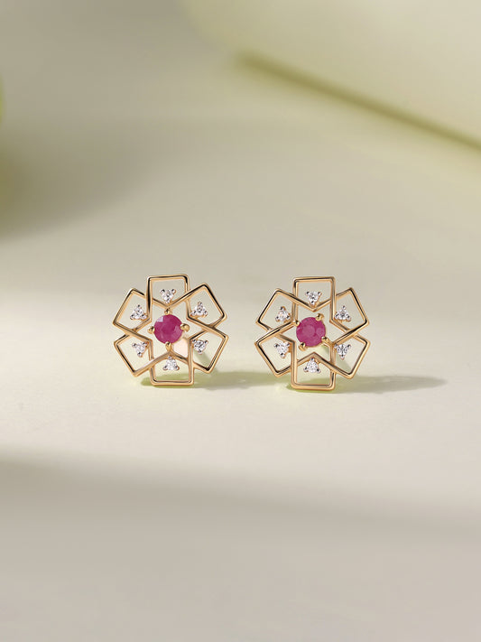 Natural Red Ruby Earrings