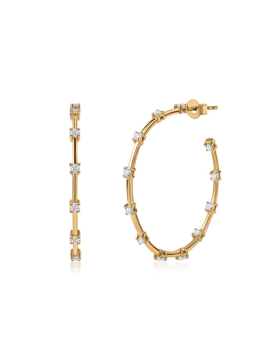 Ornate Big Silver Trendy Hoops