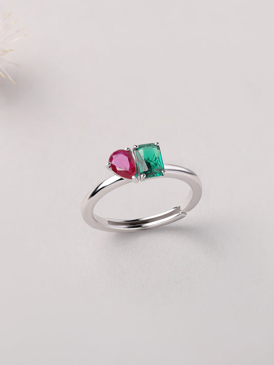 Ruby Emerald Toi Et Moi Ring