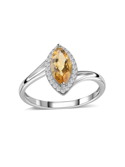 Sunlit Grace Natural Citrine Silver Ring