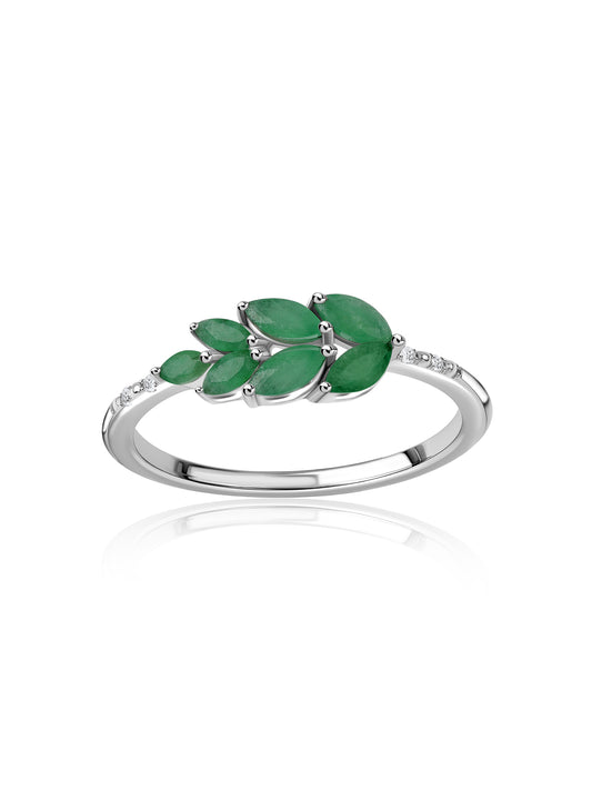 Emerald Leaf Zambian Emerald Silver Ring