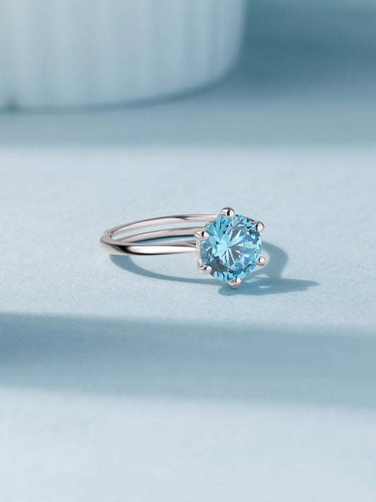 Ocean Blue Topaz Silver Ring