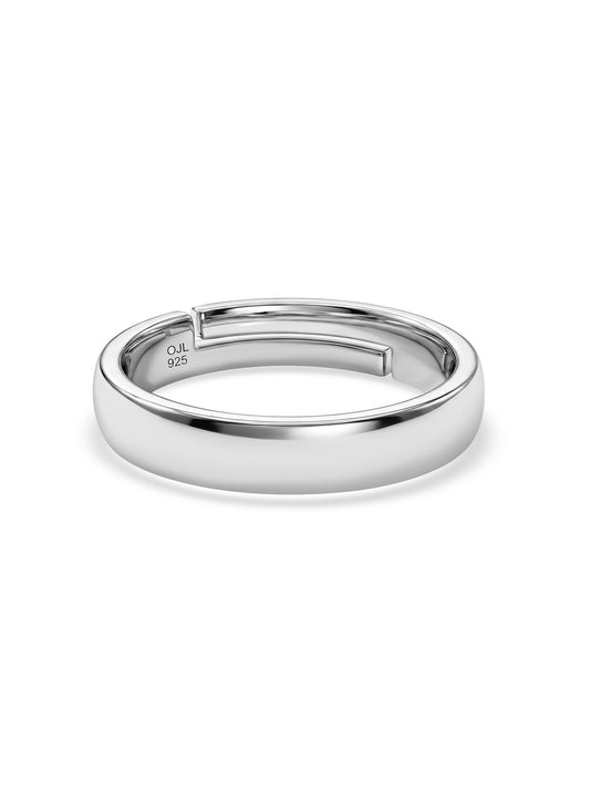 Minimal Elegance Silver Adjustable Band Ring For Men