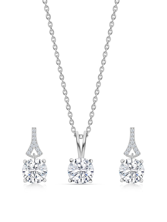 Diamond Look Solitaire Set For Women