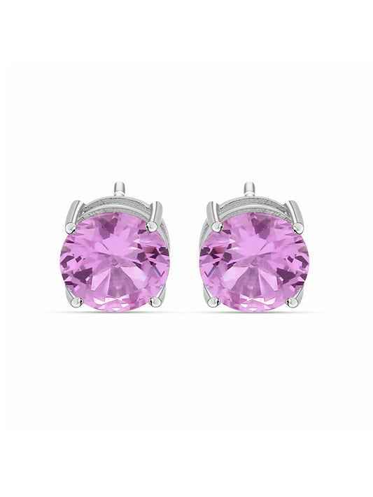 2 Carat Pink Daily Wear Stud Earrings For Women