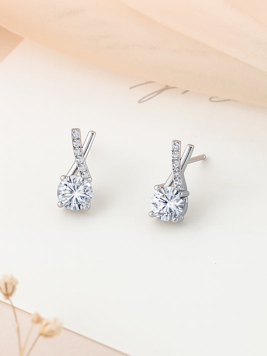 American Diamond 0.75 Carat Solitaire Stud Earrings In 925 Sterling Silver