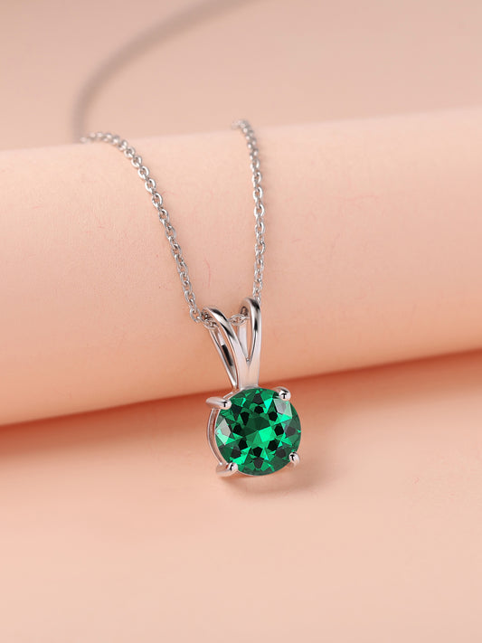 2 Carat Emerald Solitaire Necklace