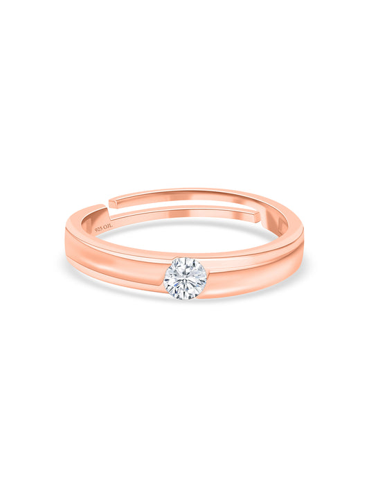 American Diamond Solitaire Silver Ring for Men in 925 Sterling Silver - BIS Hallmarked