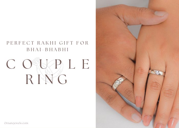 Perfect rakhi gift for bhai and bhabhi- pure silver couple rings with american diamond