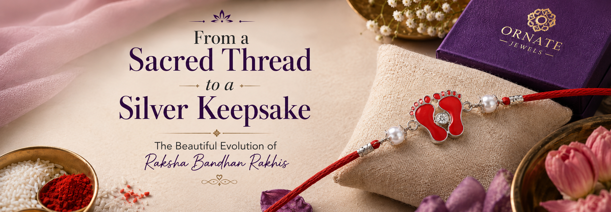 Shri charan rakhi red feet design | Traditional rakhi with footprint symbol | Raksha Bandhan rakhi silver keepsake