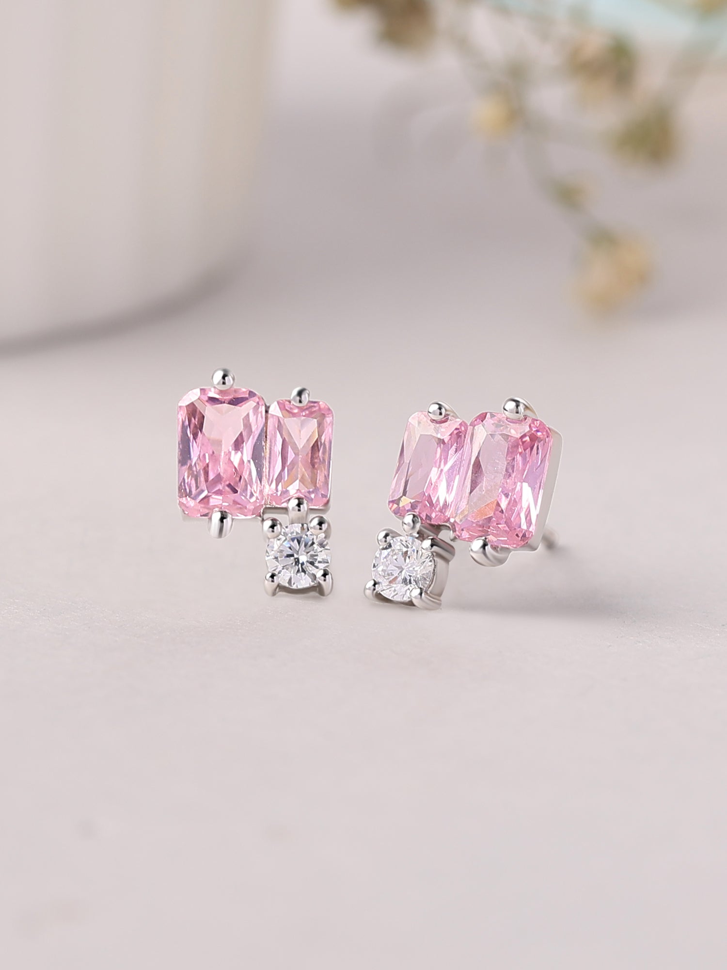 Shades Of Pink Stud Earrings For Women-1