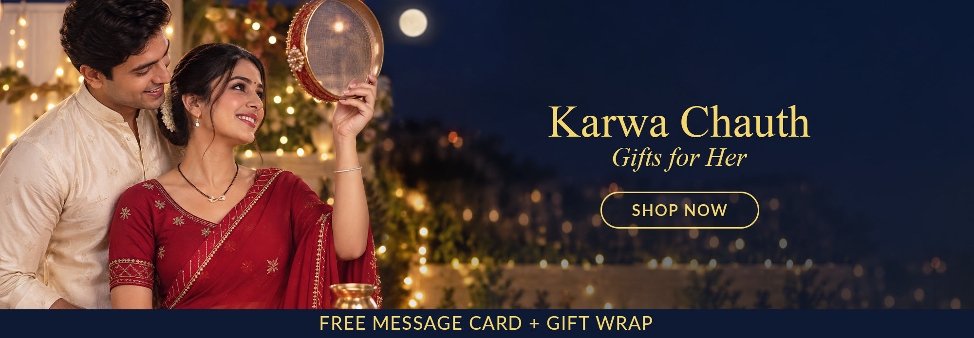 Karwa Chauth gifts for her - silver jewellery gift guide with free message card and gift wrap