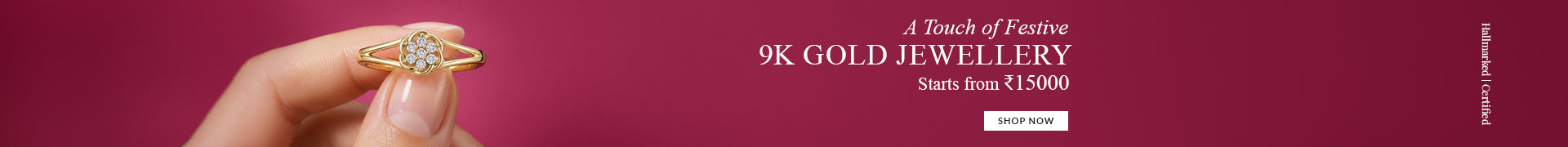 A touch of festive 9K gold jewellery diamond ring hallmarked certified affordable luxury gold jewelry starting from 15000