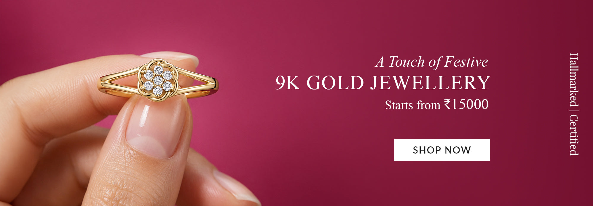 A touch of festive 9K gold jewellery diamond ring hallmarked certified affordable luxury gold jewelry starting from 15000
