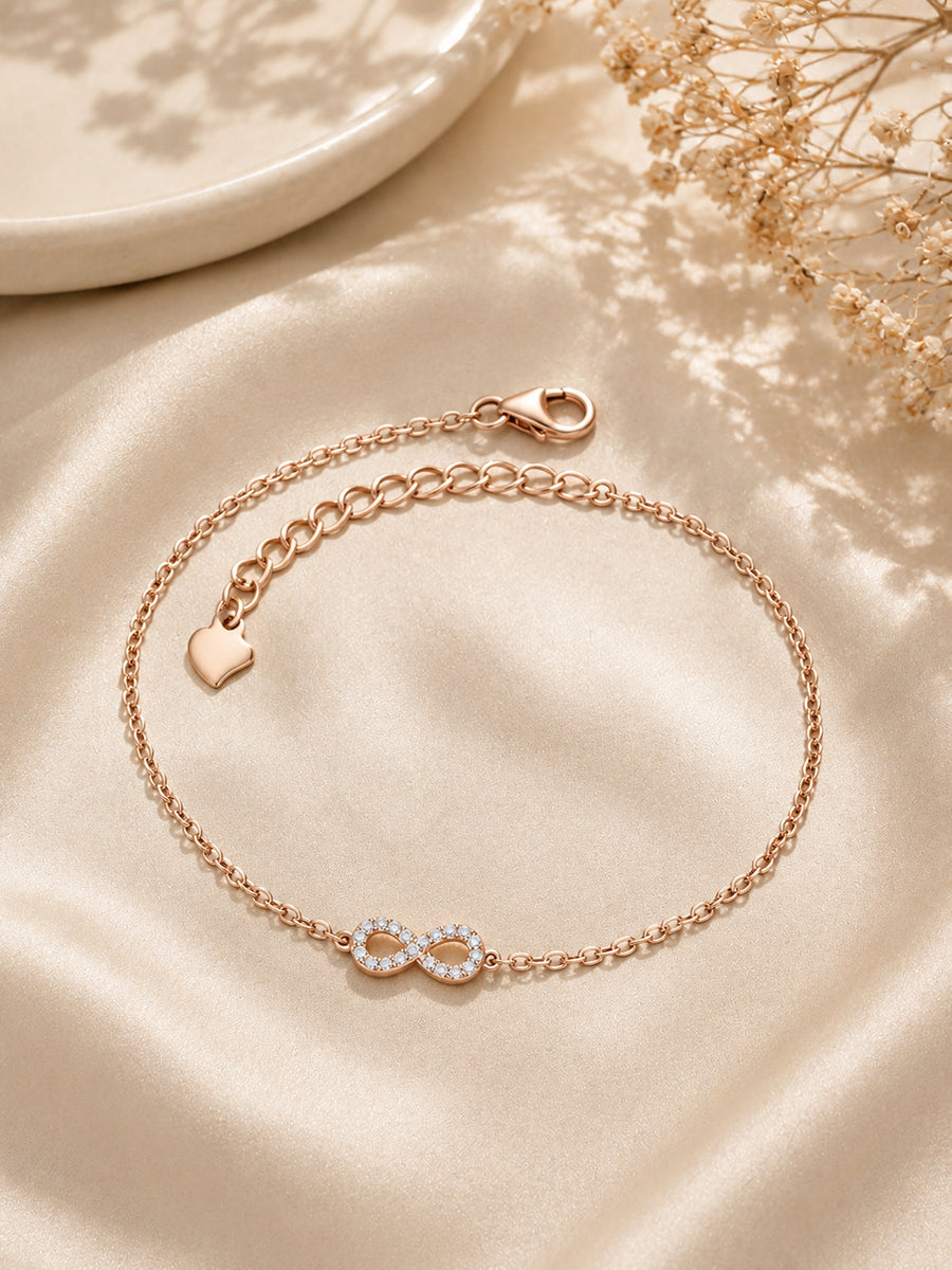 Forever Shine Infinity American Diamond Rose Gold Bracelet