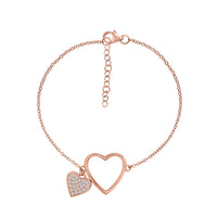 Heart Spark American Diamond Rose Gold Plated Bracelet for Women