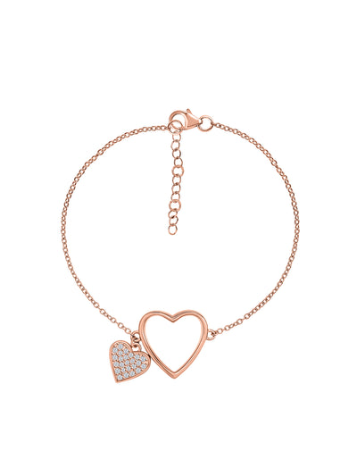 Heart Spark American Diamond Rose Gold Plated Bracelet for Women