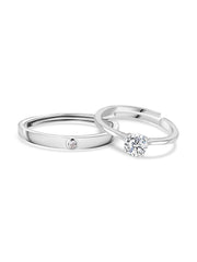 Ornate Adjustable Silver Rings For Couple