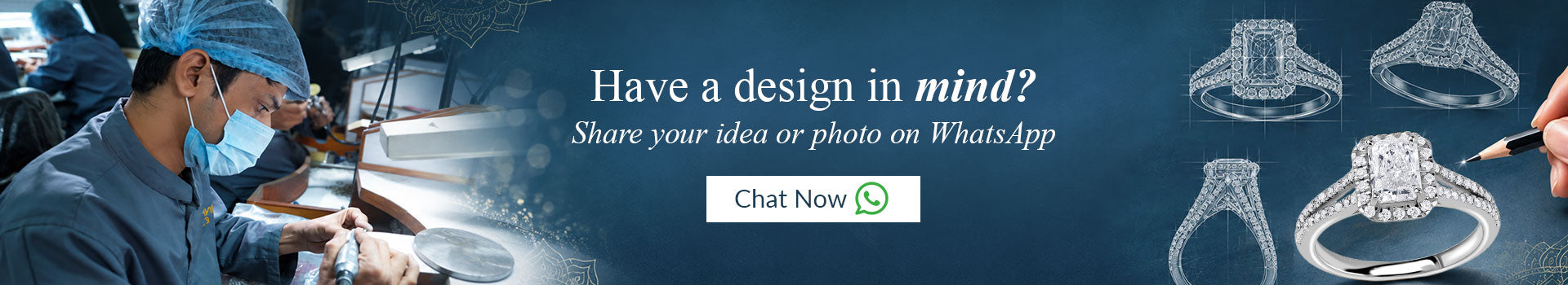Custom Jewellery Design - share your ring design on WhatsApp, personalized diamond ring making service