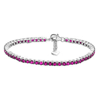 Ruby CZ Silver Tennis Bracelet for Women