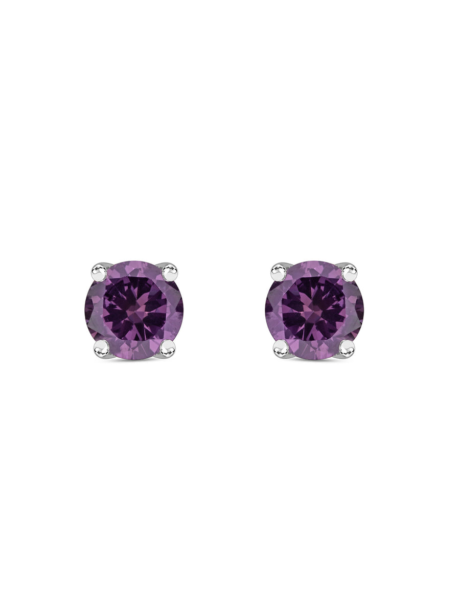 1 Carat Amethyst Solitaire Earring Studs