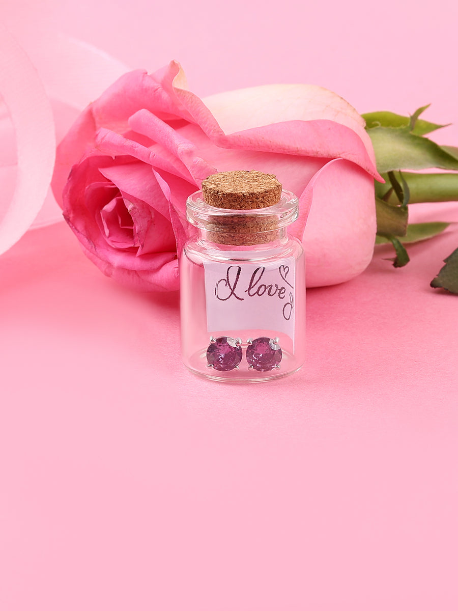 1 Carat Amethyst Solitaire Earring Studs