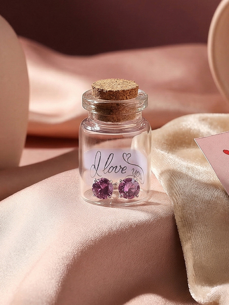 1 Carat Amethyst Solitaire Earring Studs