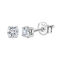 1 Carat American Diamond Solitaire Silver Stud Earrings for Women