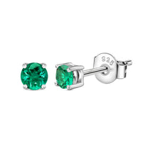 Emerald CZ Solitaire Stud Earrings For Women in 925 Silver