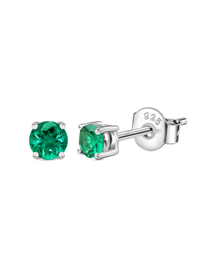 green emerald CZ stud earrings in 925 sterling silver by Ornate Jewels