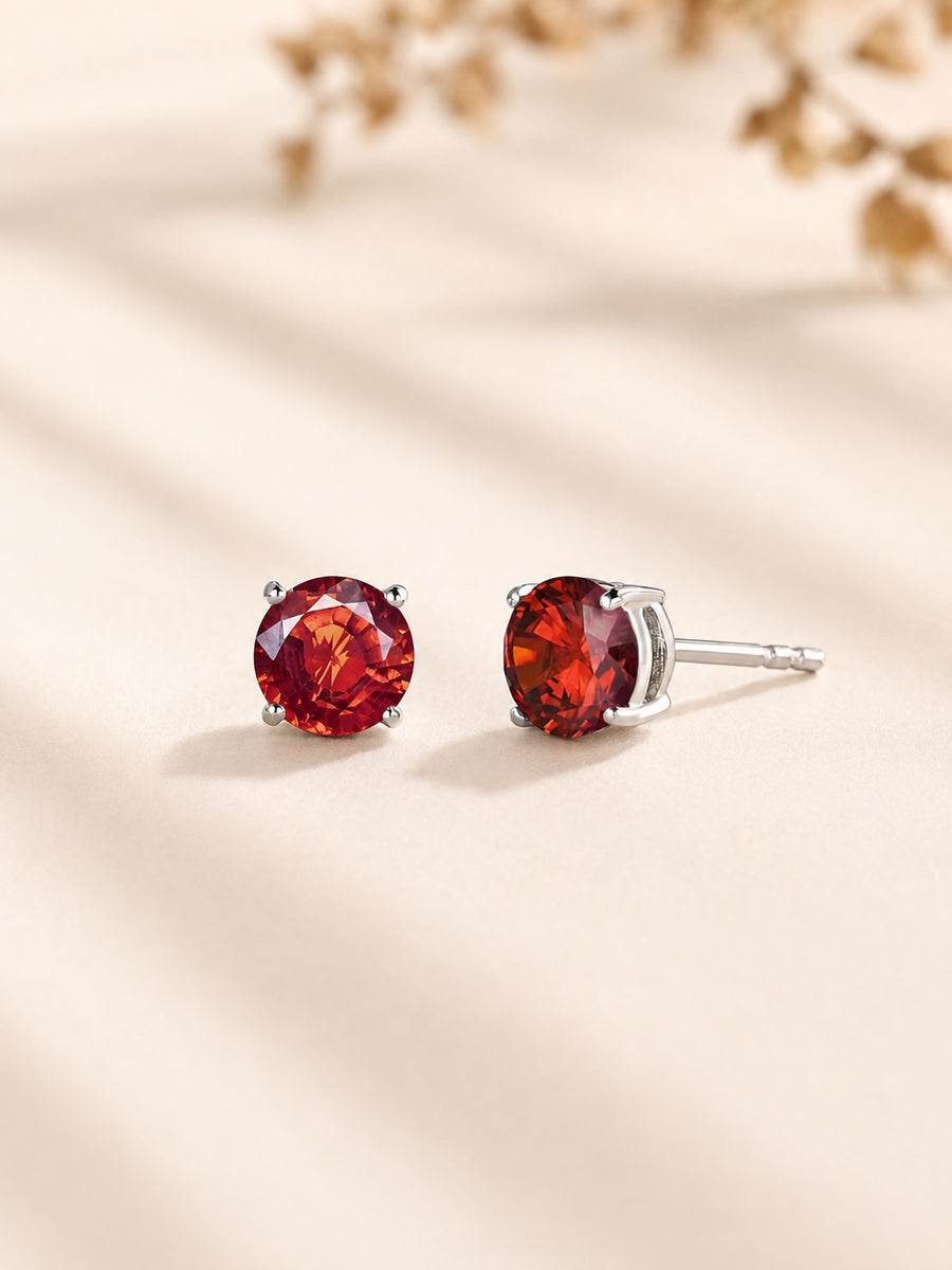 1 Carat Dailywear Red Garnet CZ Solitaire Studs