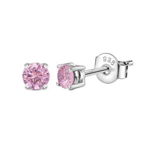 1 Carat Pink Solitaire Studs In Silver