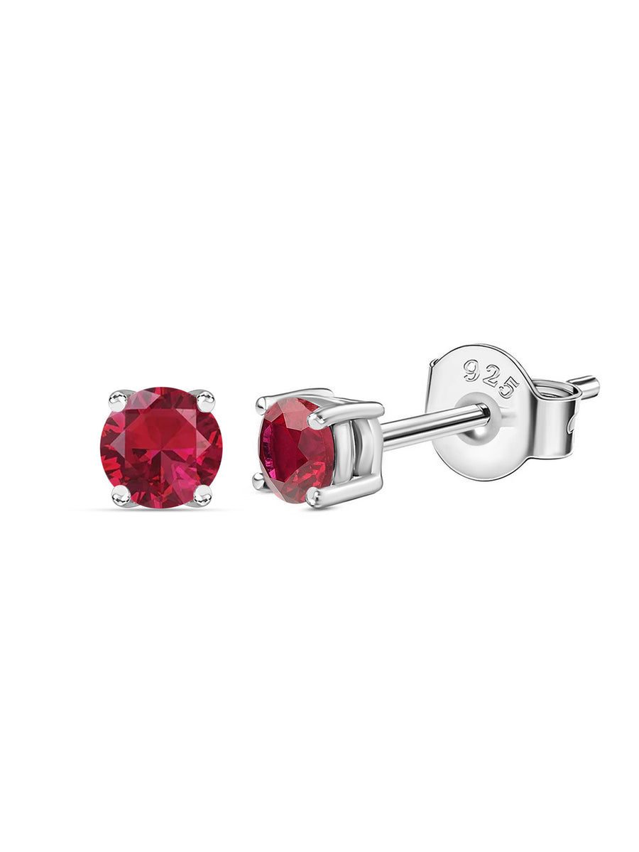 1 Carat Ruby Solitaire Earring Tops In Silver