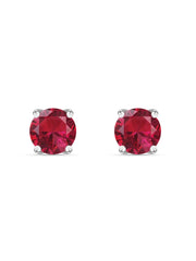 1 Carat Ruby Solitaire Earring Tops In Silver