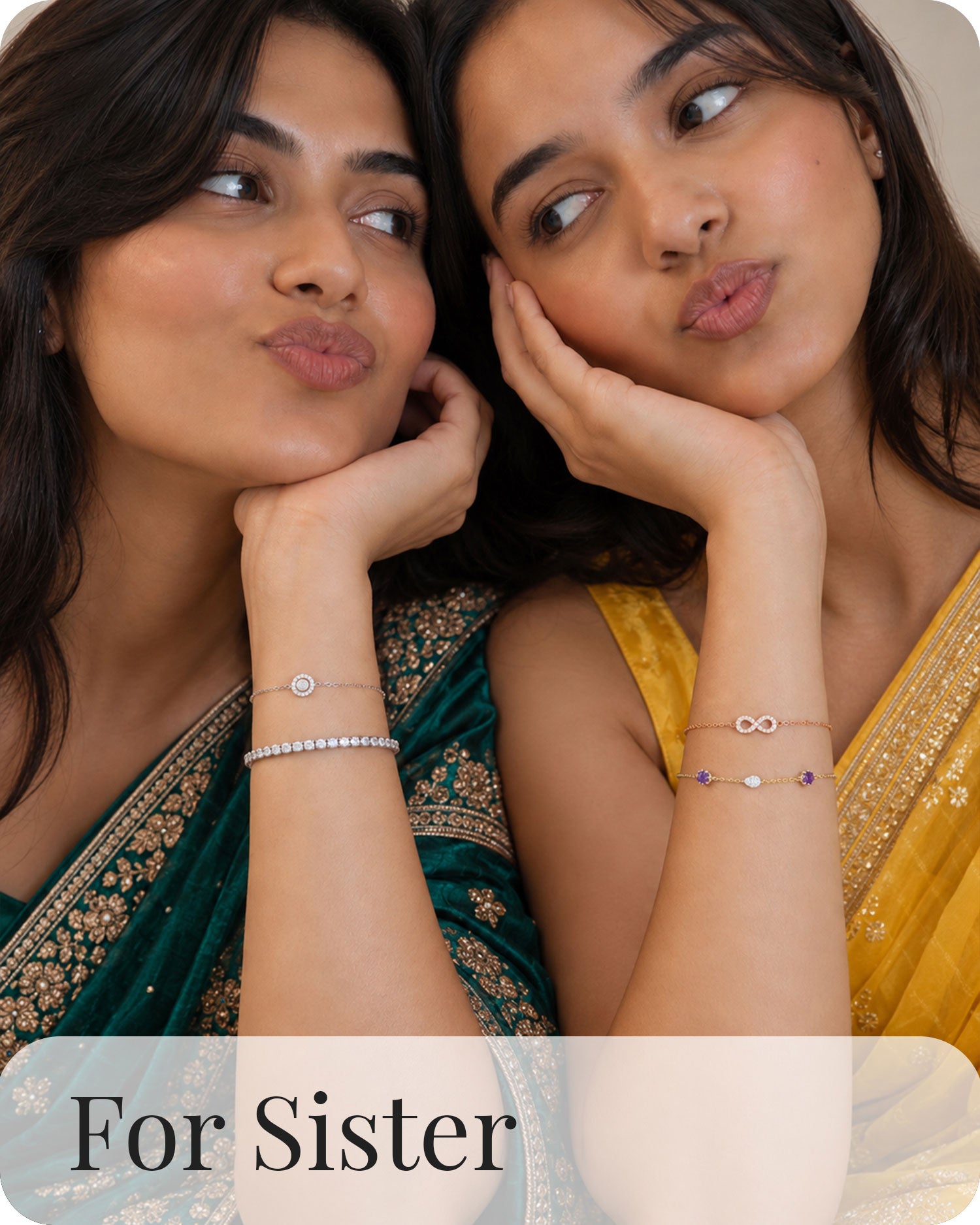 Gifts for Sister - matching diamond chain bracelets, jewelry gift for sister rakhi birthday