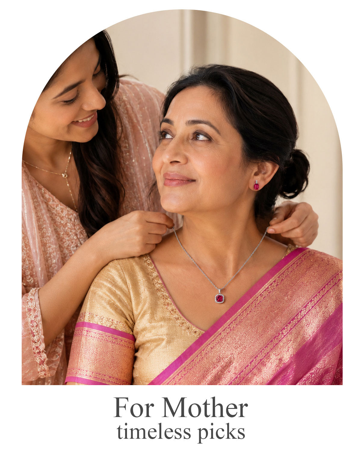 Gifts for Mother - ruby pendant necklace and earrings set, traditional jewelry gift for mom