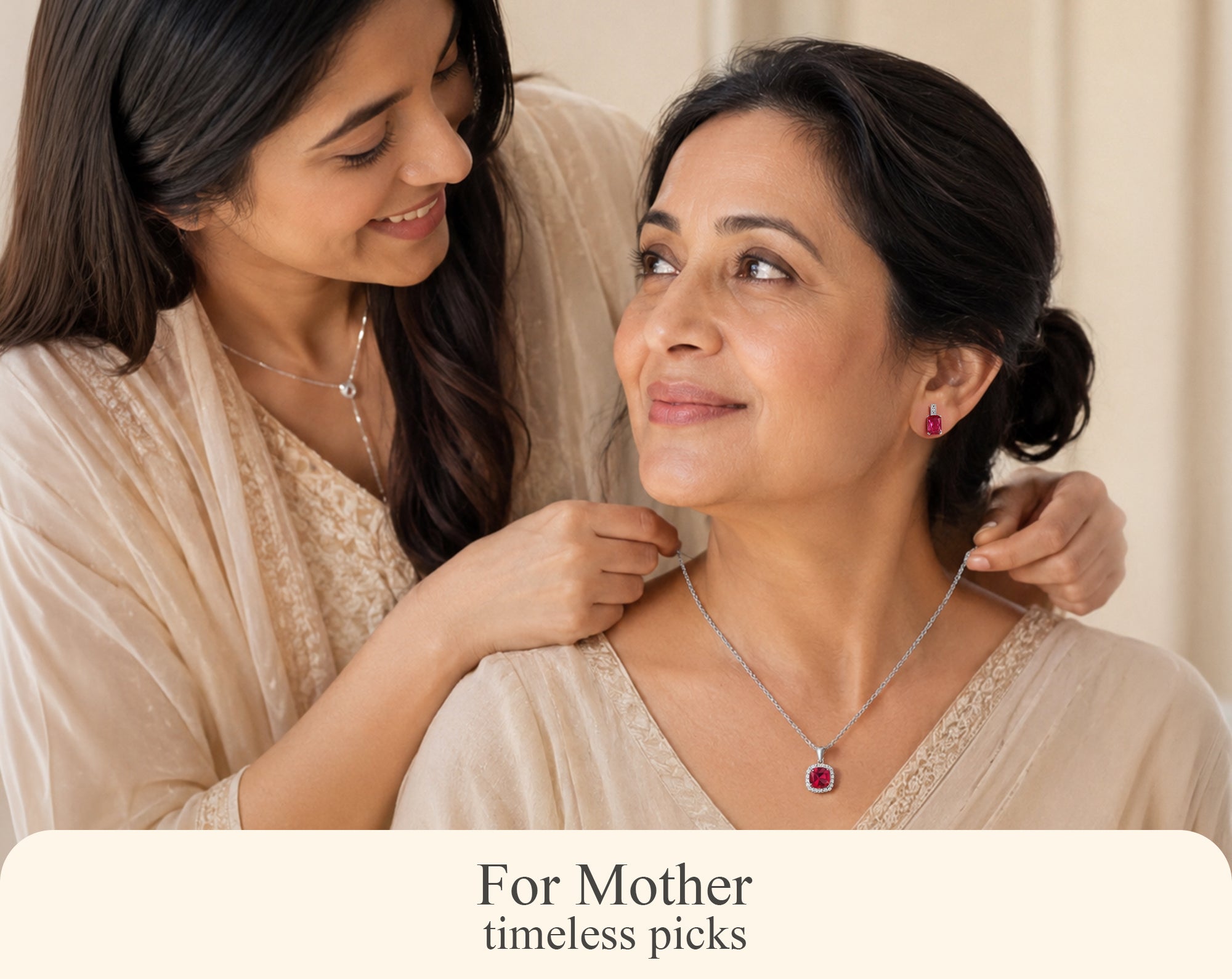 Gift for mother timeless jewelry ruby pendant necklace earrings hallmarked silver jewelry for women