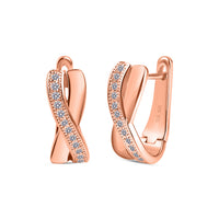 Rose Gold Plated Bali Hoop Earrings with American Diamond for Women