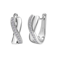 American Diamond Bali Hoop Earrings In Silver