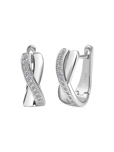 925 Silver Bali Hoop Earrings In American Diamond 