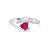 Romantic Ruby CZ Heart Silver Ring