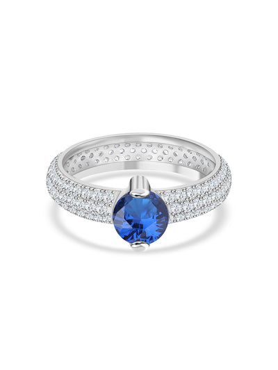 1 Carat Ornate Blue Sapphire Solitaire Silver Ring For Women