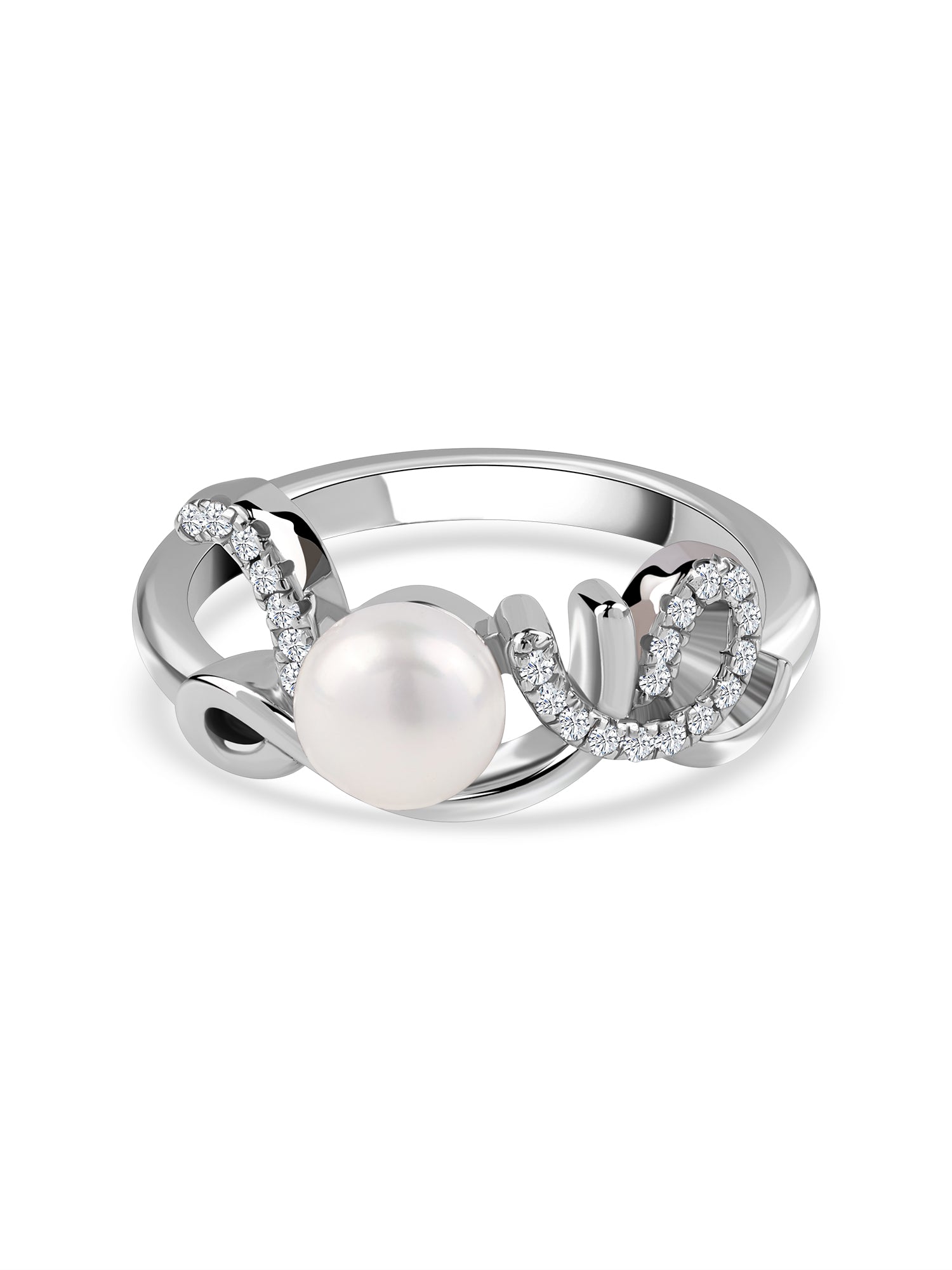 Freshwater Pearl Silver Love Ring