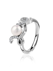 Freshwater Pearl Silver Love Ring