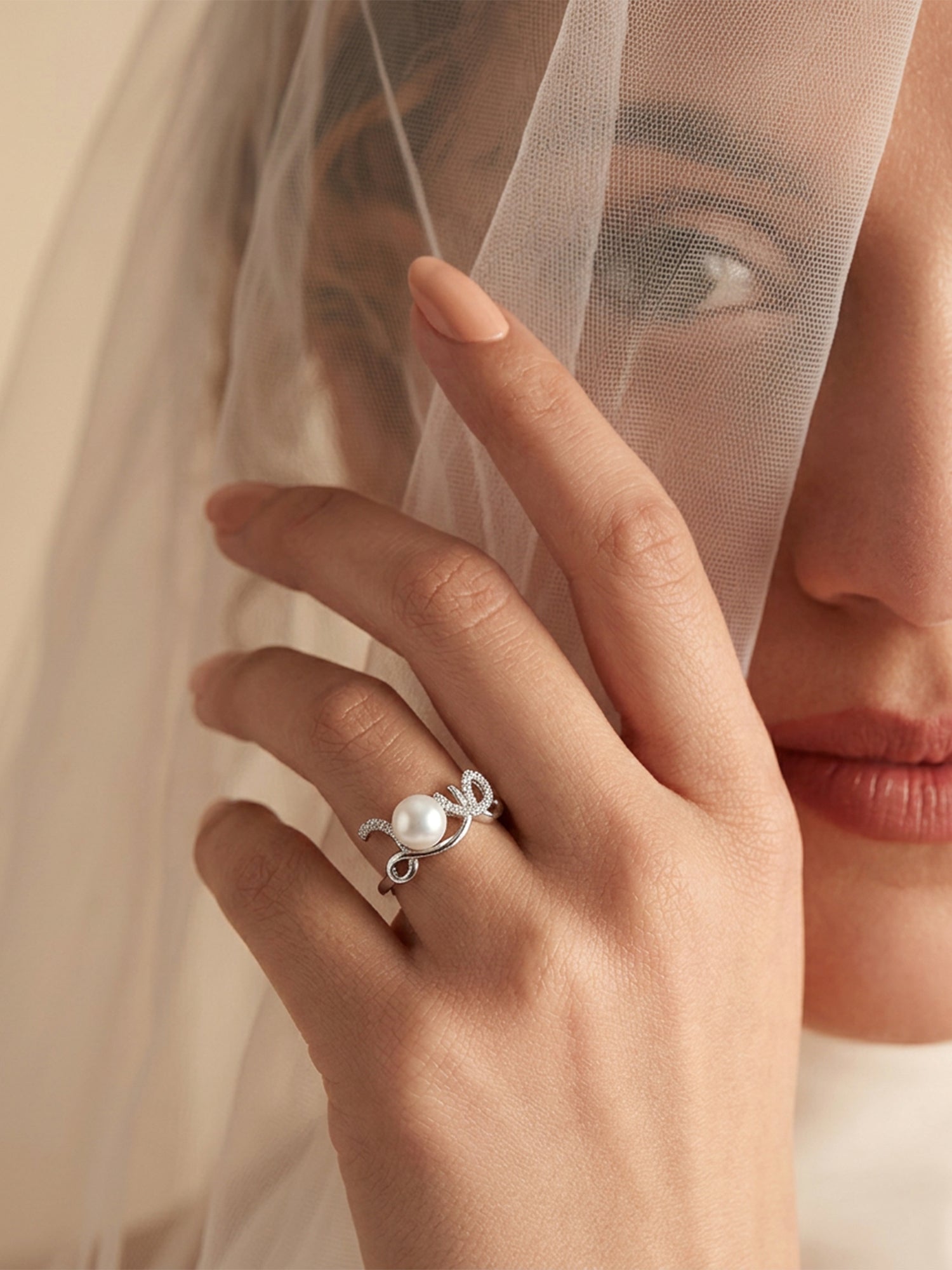 Natural Pearl Love 925 Sterling Silver Ring