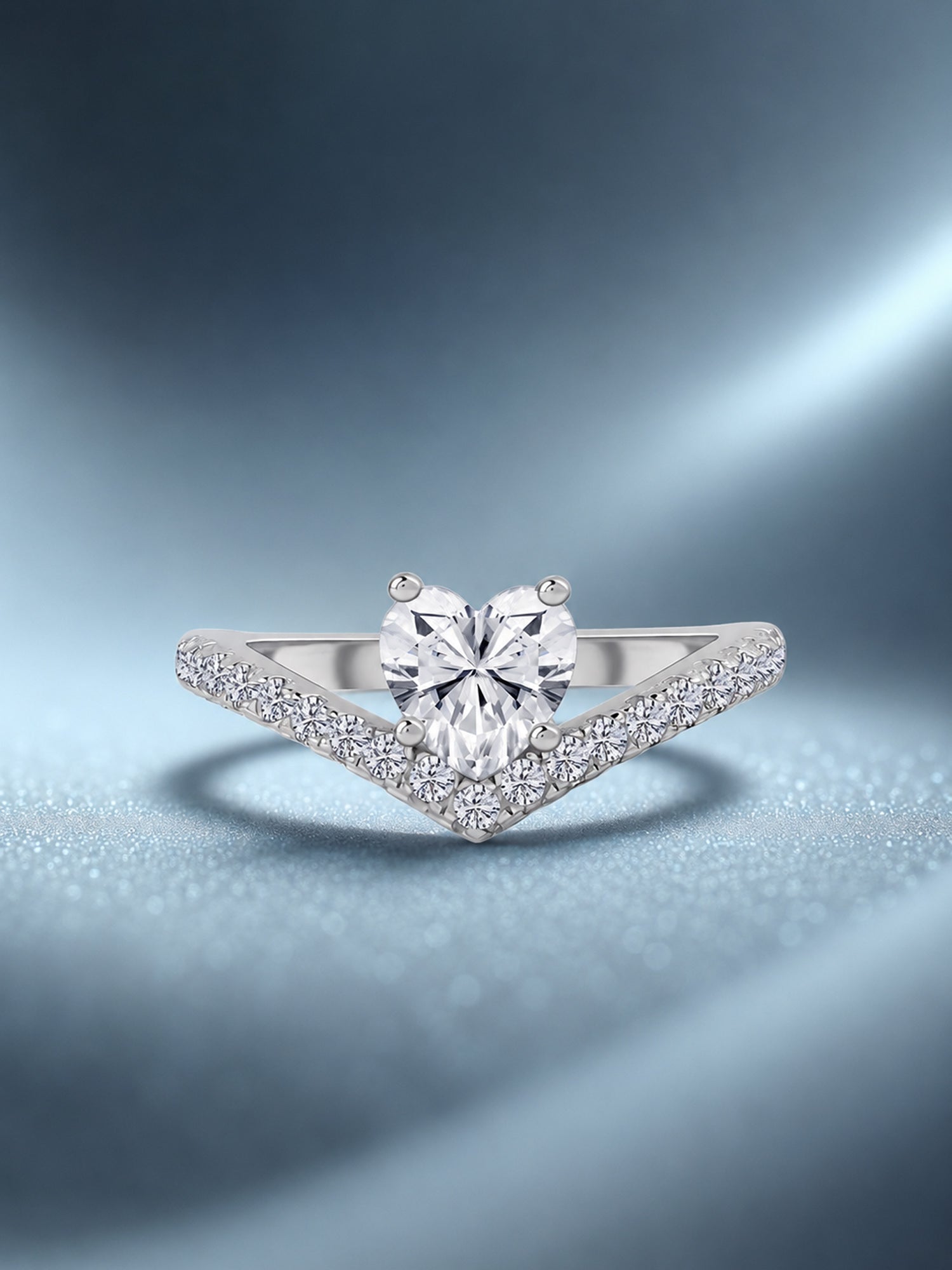 Brilliant Spark American Diamond Heart Silver Ring
